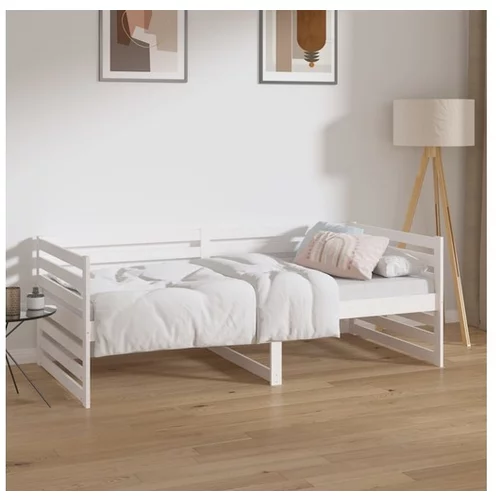  Dnevna postelja bela 90x190 cm trdna borovina