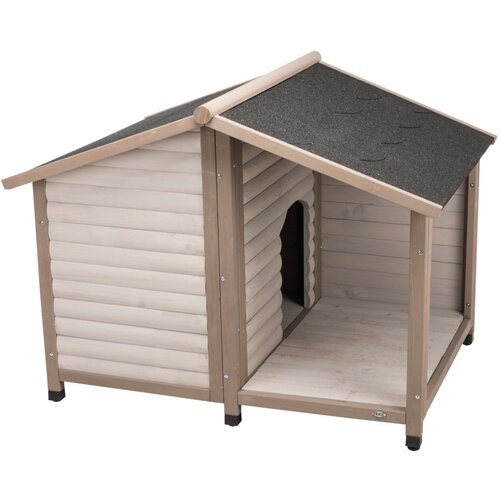 Trixie Blockhaus Natura kućica za pse s terasom - Veličina M/L: Š 130 x Dub 100 x V 105 cm, siva (2 paketa*) Cijene