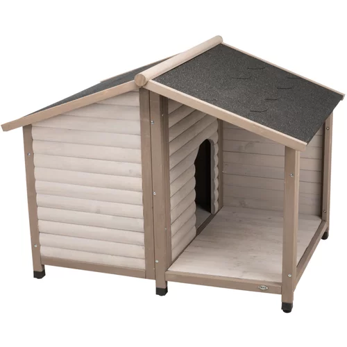 Trixie Blockhaus Natura kućica za pse s terasom - Veličina M/L: Š 130 x Dub 100 x V 105 cm, siva (2 paketa*)