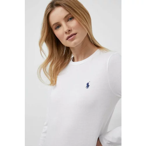 Polo Ralph Lauren Bombažna majica z dolgimi rokavi bela barva