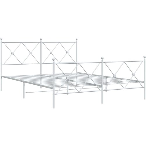 vidaXL kovinski posteljni okvir z vzglavjem in vznožjem bel 160x200 cm, (21128820) Cene