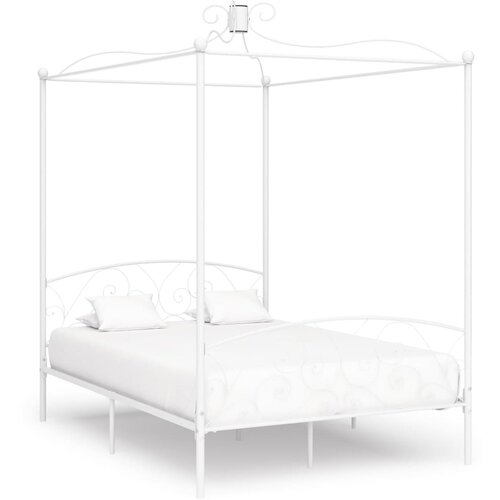 VidaXL okvir za krevet s nadstre&amp;scaron;nicom bijeli metalni 140 x 200 cm Slike