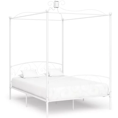 vidaXL okvir za krevet s nadstrešnicom bijeli metalni 140 x 200 cm