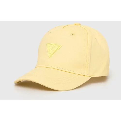 Guess Otroška bombažna bejzbolska kapa rumena barva