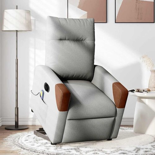 Maison Chic Električni masažni naslanjač - Relax naslanjač s funkcijo vstajanja siv blago, (22042557) Slike