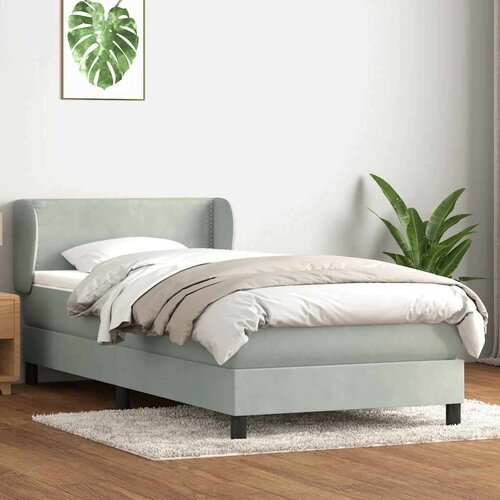 Box spring postelja z vzmetnico svetlo siva 80x220 cm žamet, (21790956) Slike