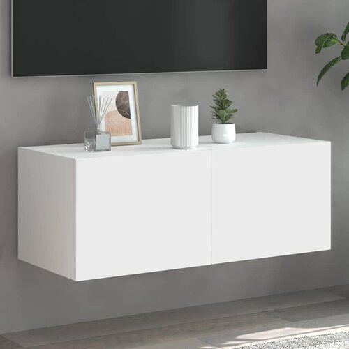  Zidni TV ormarić s LED svjetlima bijeli 80x35x31 cm Cene
