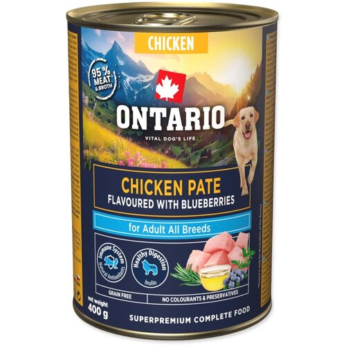 Ontario Dog Adult konzerva, pa&scaron;teta - pi&scaron;čanec in borovnice 400 g Cene