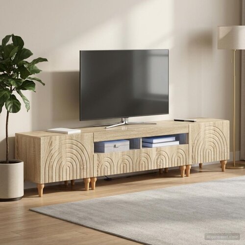  3-dijelni LED TV kabinet Hrast sonoma Konstruirano drvo - Hrast sonoma 100 cm Cijene