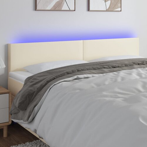 vidaXL LED posteljno vzglavje krem 180x5x78/88 cm umetno usnje Cene