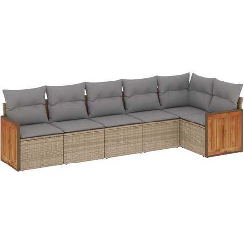 vidaXL 6-dijelni set vrtnih sofa s jastucima bež od poliratana Cijene