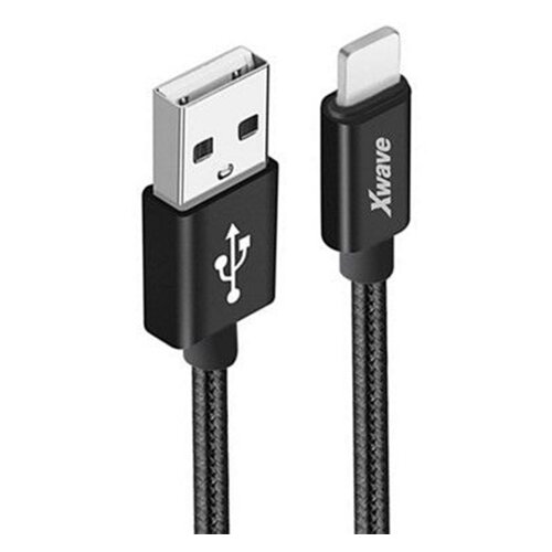 X Wave kabl usb lightning iphone 3A alu 1.2m pleteni crni Cene