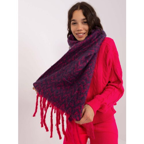 Fashion Hunters Navy blue and pink women's scarf with patterns Slike