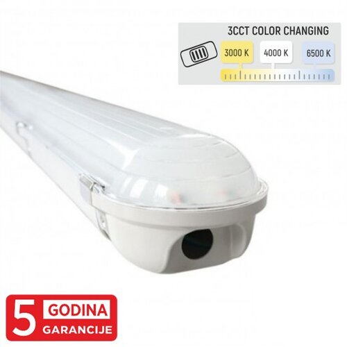 Mitea Lighting LED integrisana vodonepropusna svetiljka 48W (2x24W) 3CCT 3000/4000/6500K IP65 1200mm prolazna 5800lm 5Y M205611-CCT Cene