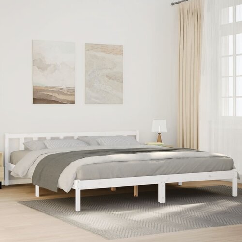 vidaXL Daljši posteljni okvir brez vzmetnice bel 180x210 cm borovina Cene
