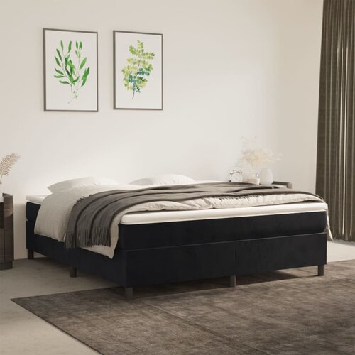 The Living Store Box spring postelja z vzmetnico črna 160x200 cm žamet - Box Spring Postelja, (21488905) Slike
