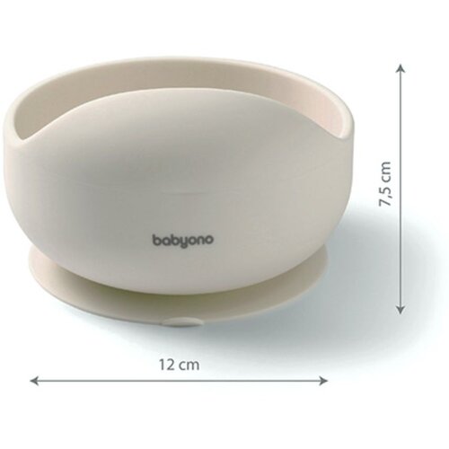BabyOno Silikonska skodelica z vakuumom 350 ml 6 m+, bež Slike