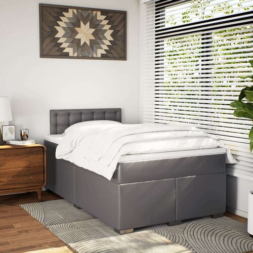 VidaXL Krevet s oprugama i madracem sivi 120x190 cm od umjetne kože Slike