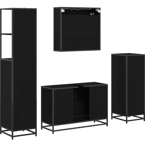 VidaXL set namje&amp;scaron;taja za kupaonicu 4 pcs crni hrast 90 x 33 x 60 cm Slike