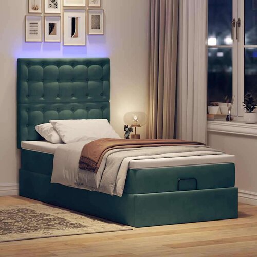 VidaXL okvir kreveta s madracima tamnozeleni 90x200cm bar&amp;scaron;unasti Slike