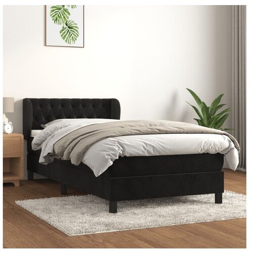  Box spring postelja z vzmetnico črna 100x200 cm žamet Cene