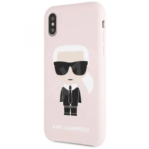 Karl Lagerfeld Originalen ovitek KLHCPXSLFKPI za iPhone Xs roza silikonska zaščita - Full Body Iconic
