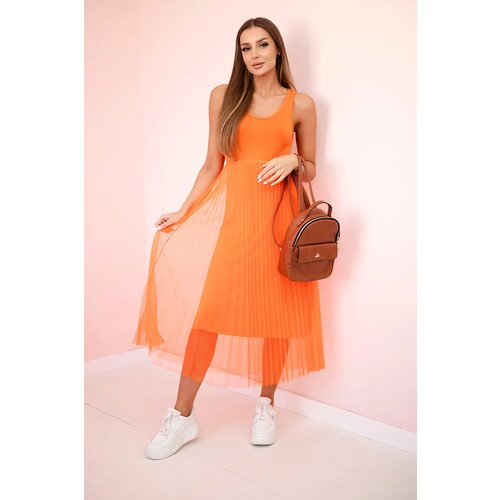 Kesi Włoski Pleated dress with an openwork sweater orange Cijene