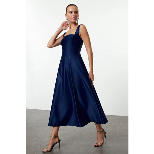 Trendyol Navy Blue A-Line Satin Woven Dress