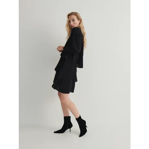 Reserved - Mini haljina s volanima - crno