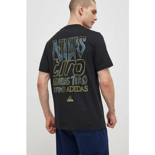 Adidas Pamučna majica TIRO za muškarce, boja: crna, s tiskom, IS2876