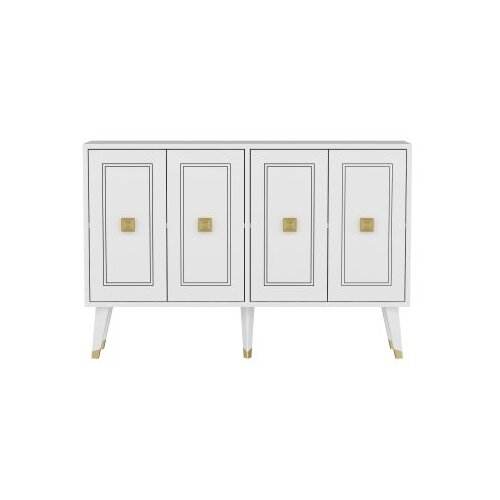 Woody Fashion Komoda Hartin 120x80x30cm, Bijelo-Zlatna Slike