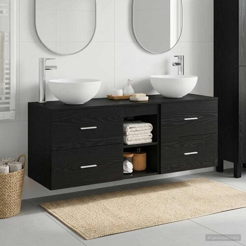  Set ormarića za kupaonicu 3 kom. Crni hrast 49,5 x 41 x 64,5 cm Cene