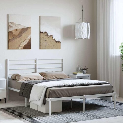  Metalni okvir za krevet s uzglavljem bijeli 150x200 cm Cijene