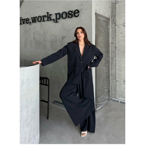 Laluvia Black Marina Jacket Elastic Trousers Set Slike
