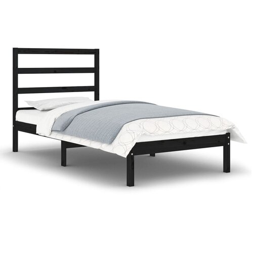 Maison Chic Posteljni okvir - Enojna postelja - Postelja za odrasle črn iz trdnega lesa 75x190 cm-J14148, (21765007) Slike