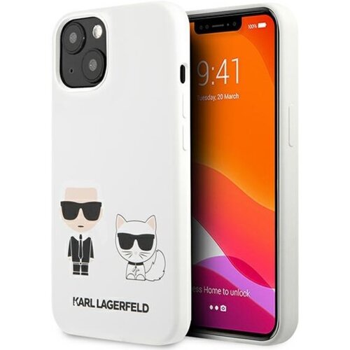Karl Lagerfeld originalen ovitek KLHCP13SSSKCWI za iphone 13 mini bela silikonska za&amp;scaron;čita - full bodies Slike