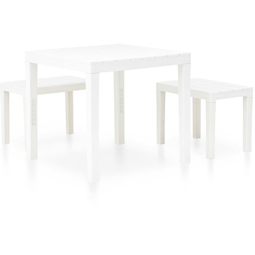 Vrtni stol s 2 klupe plastični bijeli Slike