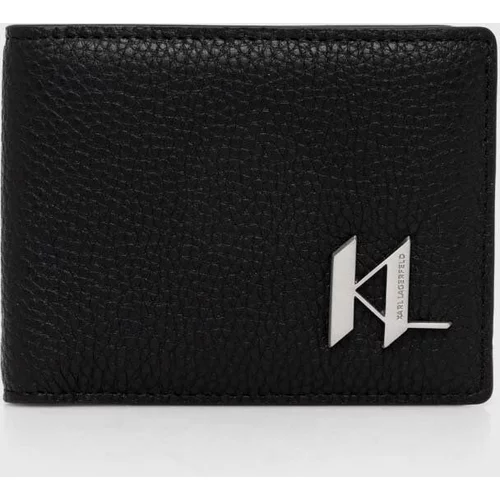 Karl Lagerfeld Usnjena denarnica moška, črna barva, 245M3208