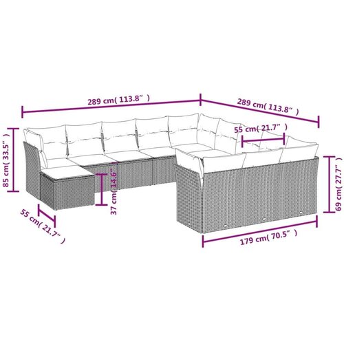 vidaXL 12-dijelni set vrtnih sofa od poliratana s jastucima crni Cijene