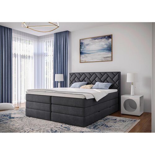 MID.YOU POSTELJA BOXSPRING 180 cm x 200 cm , tekstil, leseni material antracit Cene