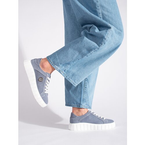 Shelvt Blue suede leather platform shoes Cijene