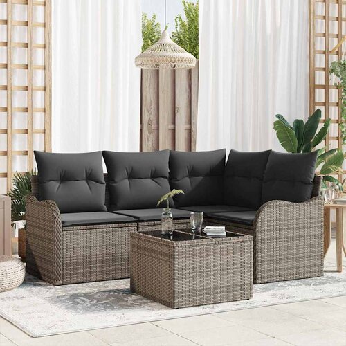  Sjedeća garnitura za vrt 5 kom. Crna poliratan Siva 177,5 x 122,5 x 69 cm Cene