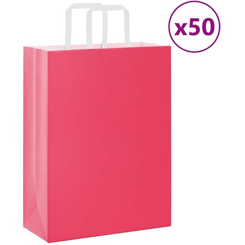 VidaXL Papirnate vrečke 50 kosov z ročaji roza 26x12x35 cm Slike