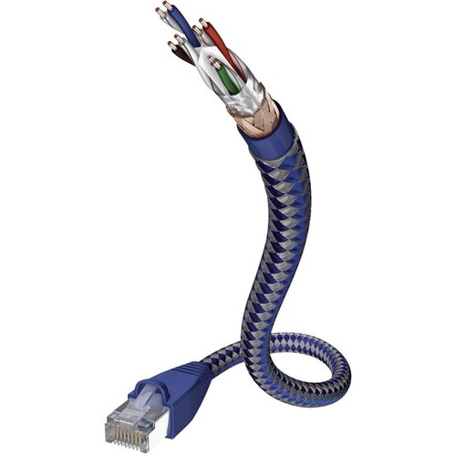 Inakustik 00480308 RJ45 omrežni kabel\, Patch kabel CAT 6 SF/UTP 8.00 m srebrno-modra z za&scaron;čitnim zapornim zatičem 1 kos, (20418705) Cene
