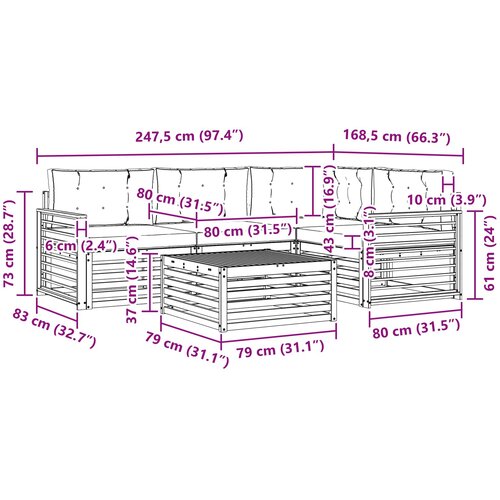  Set vanjskih sofa 6 kom. Bijela i antracit Poliester Slike