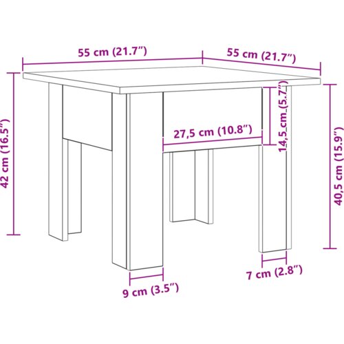 vidaXL Stolić za kavu Crni hrast 55 x 55 x 42 cm Cijene