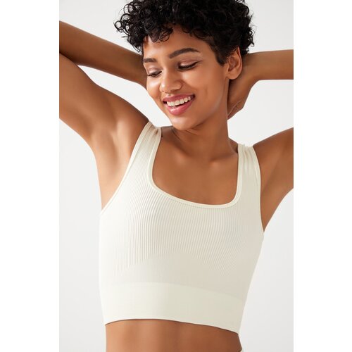 LOS OJOS Women&amp;#039;s Ecru Straps Ribbed Slike