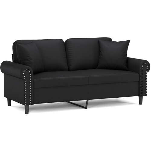 Maison Chic kavč - Sofa - Kanape dvosed z okrasnimi blazinami črn 140 cm umetno usnje, (21727870) Cene