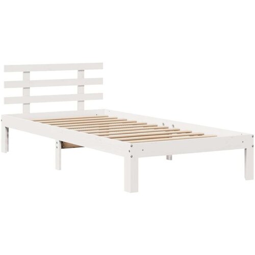  Okvir kreveta s uzglavljem bijeli 75x190 cm od borovine Slike
