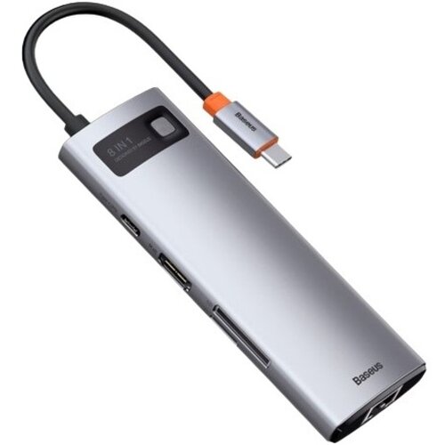 Baseus Hub 8in1 Metal Gleam Series, USB-C do 3x USB 3.0 + HDMI + USB-C PD + Ethernet RJ45 + microSD/SD, (21831404) Cene